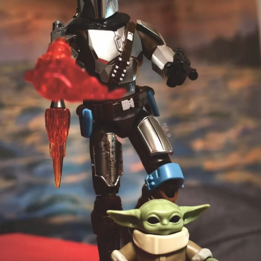 BLOKEES Star Wars Star Edition De Mandalorian Bounty Journey Din Djarin Grogu Splicing Beweegbare Speelgoed Model Ornament Gift