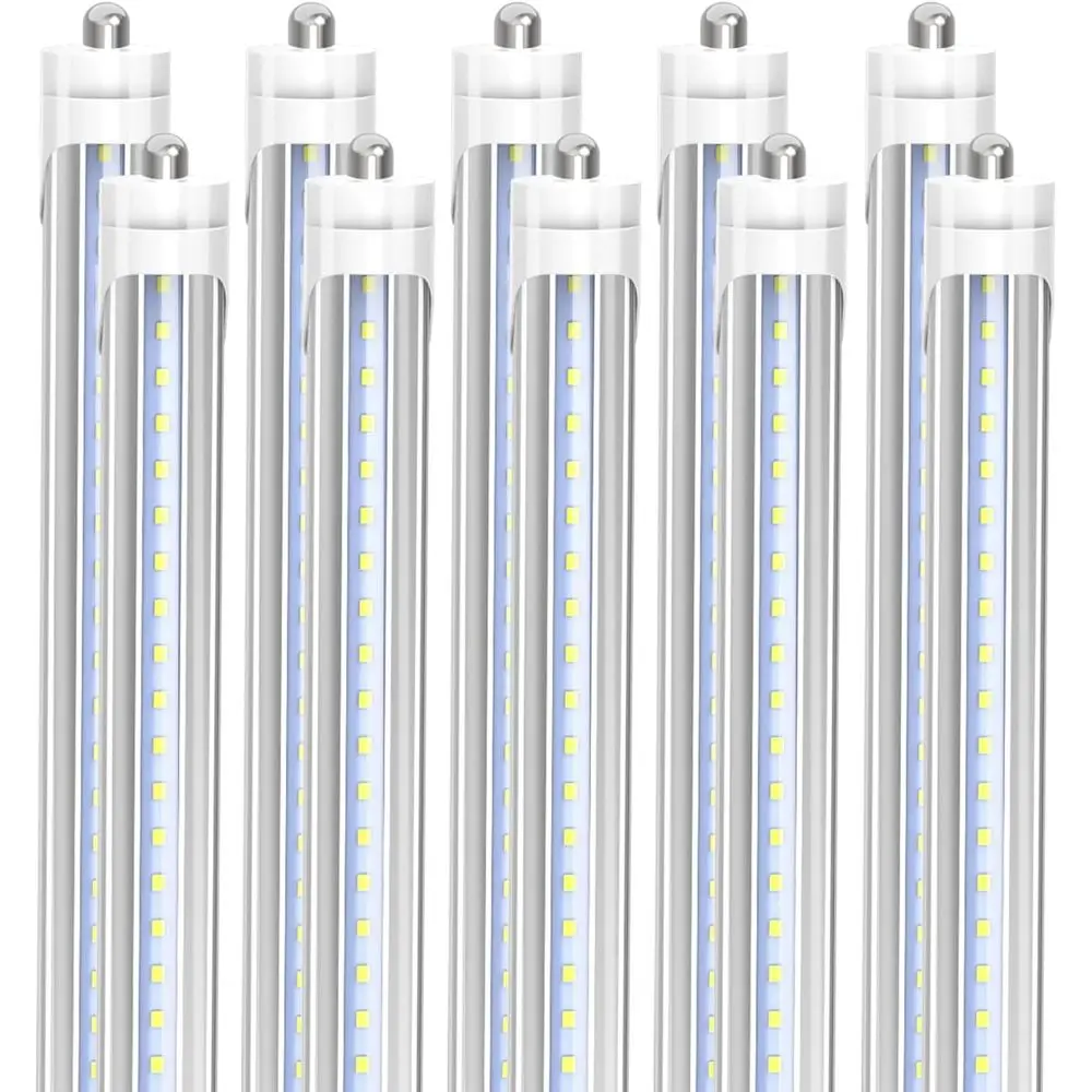 

CNSUNWAY 8T T8 LED Tube Lights (10 Pack) - 50W (130W Equiv.) High-Output 6000K CoolWhite, 5400LM, A8 Single Pin Ballast Bypass,