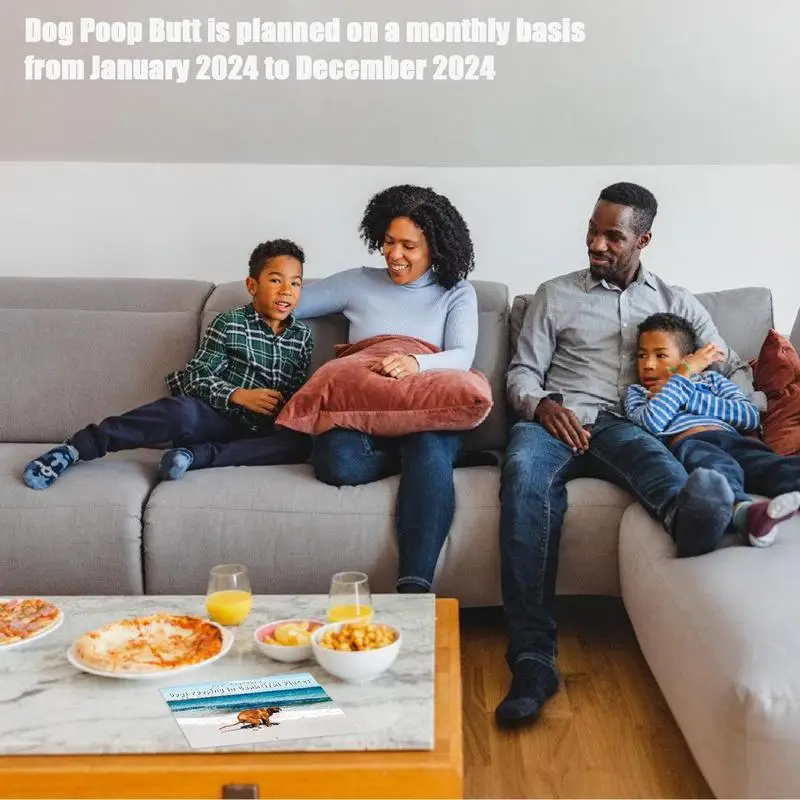 2024 벽 달력 월 2024, 강아지 푸핑 걸이식 종이 달력, 거실 장식, 호텔 호스텔 다이닝