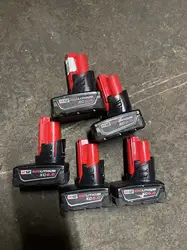 Milwaukee M12 XC 12V 6.0 Ah Red Lithium-Ion Battery 5PCS second-hand