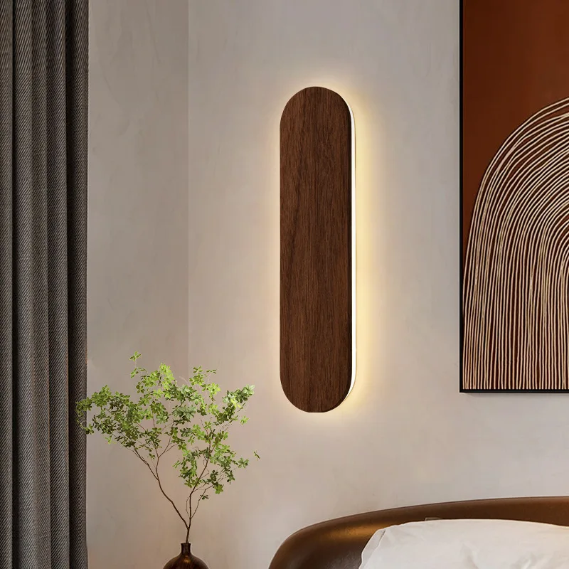 Solid Wood Strip Wall Lamp Modern Minimalist LED Bedroom Bedside Lighting Fixtures Home Decor Living Room Corridor Wall Lights