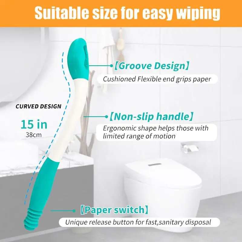 Bottom Buddy Toilet Tissue Aids Sturdy Comfort Butt Wiper Tools Flexible Daily Living Toilet Tissue Aids Streamlined Personal