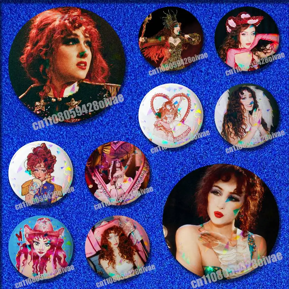 

For Singer C-Chappell Roan Emblem Round Pins Insignia Badge Case Clothes Hats 32mm Ornament Brooch Button