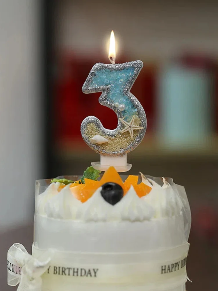Zahlenkerzen mit Sommer-Strand-Seestern-Design – Geburtstagsparty-Zubehör für Feiern am Strand, Poolpartys
