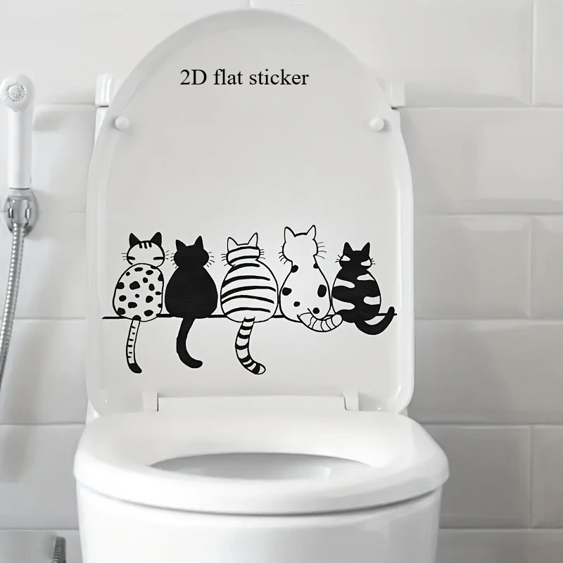 1 piece per row cute cat toilet sticker, suitable for rooms, toilet seat stickers, self-adhesive fun decorations