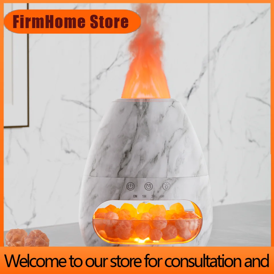 FirmHome StoreNew Fashion 3D Fire Flame Cool Misting Humidifier Ultrasonic Salt Stone Essential Oil Volcanic Aroma Diffuser