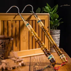 39CM Bamboo Handle Stainless steel Ice Fishing Spear Hook Tackle Suitable For Light Heavyweight Fish Active Fishing Gaff Tools