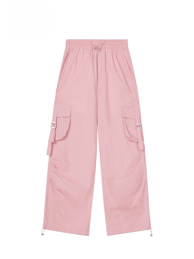 

GOFAR High Waist Wide Leg Pink Workwear Pants Women's Summer Slimming Casual Long Trousers Comfortable Cotton Blend