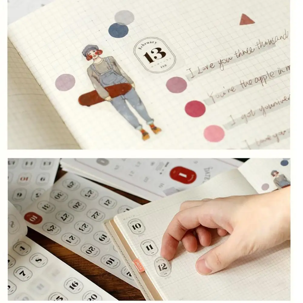 Agenda Planner Office Stationery Supplies Daily Plan Sticker Number Date Label Decals Calendar Sticker 365 Days Date Stickers