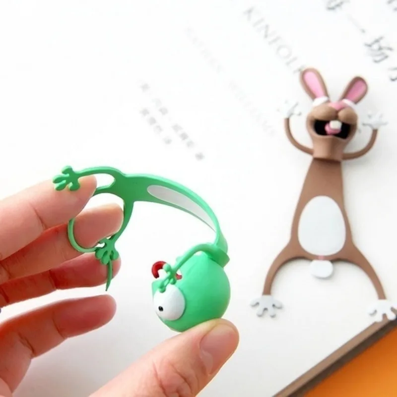 Creative 3D Bookmark Funny Animal Bookmarks Cute Cat Dog Panda Book Marker as Gift Bookmark Stationery Squashed Animals Bookmark