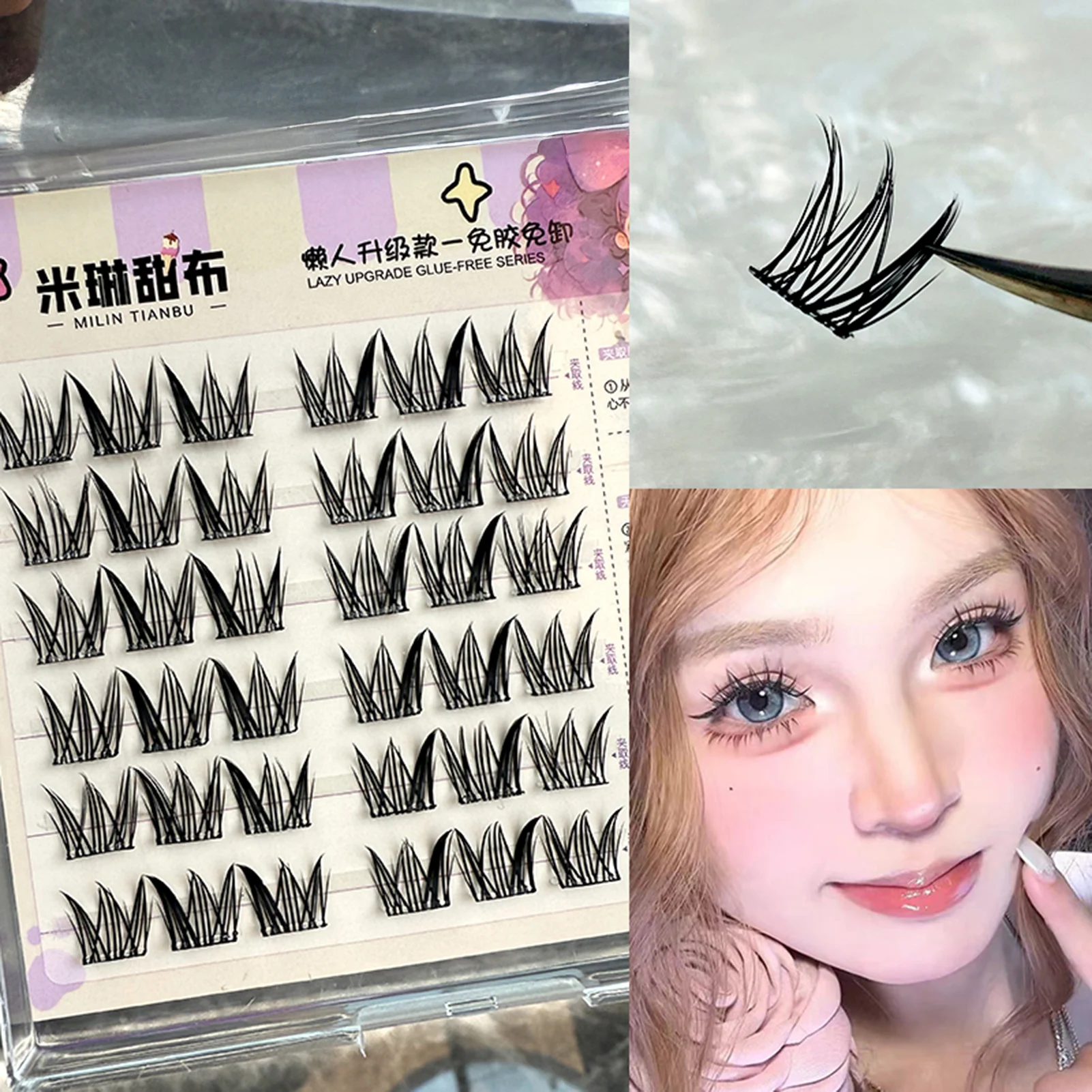 Imprensa em diy cílios postiços grupos individuais mangá cílios sem cola reutilizáveis cílios diários natural maquiagem macia cílios postiços