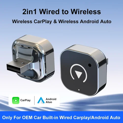Imagen 2 del producto Adaptador 2 en 1 CarPlay/Android Auto 2026, Dongle de Cable a Inalámbrico para Apple y Android, Plug and Play, Accesorio Universal para Auto, el Más Nuevo