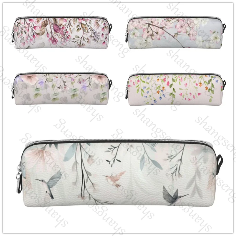 

Drape floral pattern Leather Zipper Pencil Box Multifunctional Stationery Storage Bag School Student Learning Supplies Gift