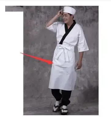Tablier de Cuisine japonaise hommes femme Chef travail noir blanc Long Sushi cuisine Restaurant 70 cm