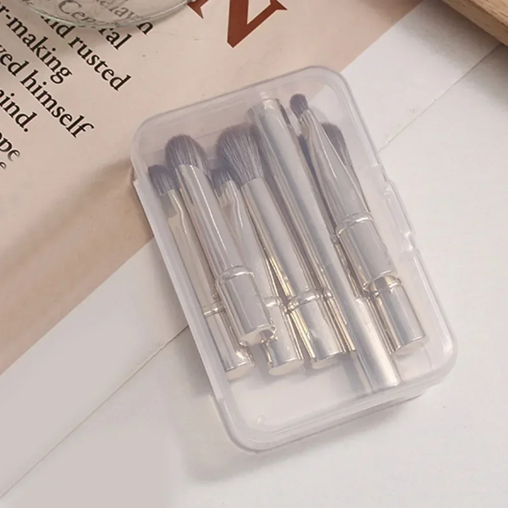6Pcs Tragbare Kosmetische Powder Foundation Blush Mini Reise Make-Up Pinsel Set mit Box Blending Concealer Make-Up Pinsel Set