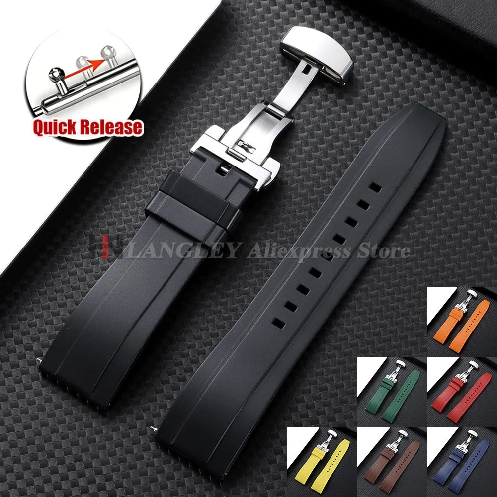 Pulseira de Borracha de Liberação Rápida para Omega, Substituição de Pulseira para Tissot, Citizen, Seiko, Bandas de Silicone de 18mm, 20mm, 22mm, 24mm