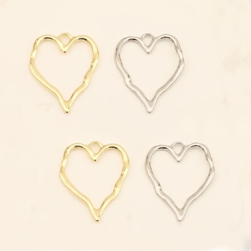 

50pcs Vintage Love Heart Pendant Charms Handmade Golden Silvery Color Necklace Earrings Pendants Diy Jewelry Making Findings