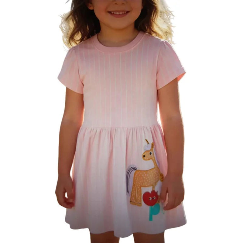 

Jumping Meters Short Sleeve Summer Girls Embroidered Dress Unicorn Kids Fashion Birthday Party Clothing Children's Dress