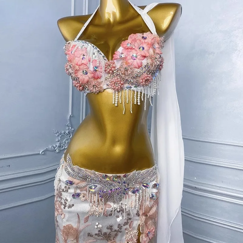 

Customized Belly Dance Clothes Performance Dress Female Chinese Oriental Dance Wear Practice Dresses for Women Bra and Skirt Set