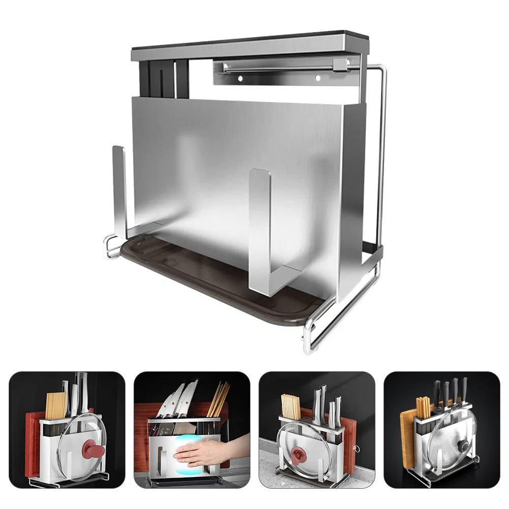 

Multifunctional Stainless Steel Knifes Rack Chopsticks Holder Pot Lid Storage Kitchen Supplies Cutter Storage Rack