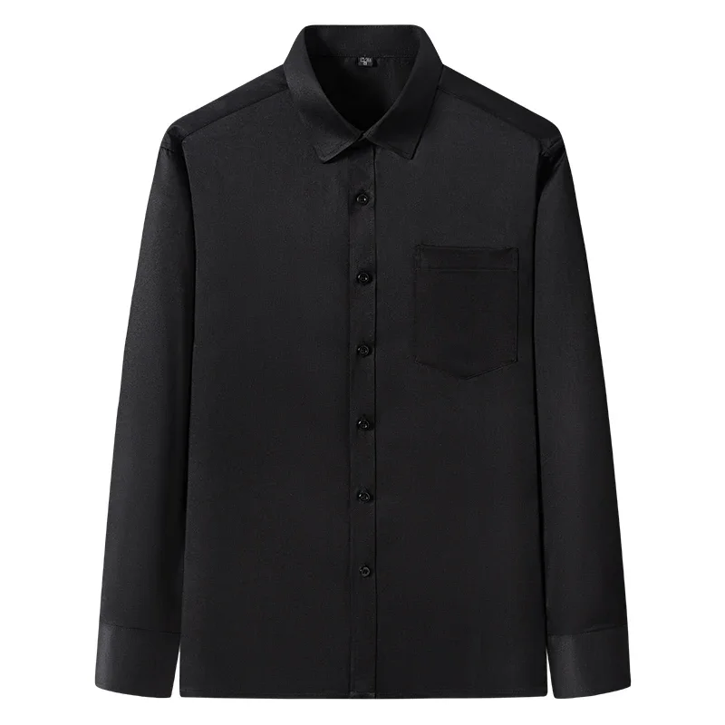 New Elasticity Anti-Wrinkle Men's Shirts Long Sleeves Dress Shirts For Men Slim Fit Camisa Social Business Blouse White Shirt