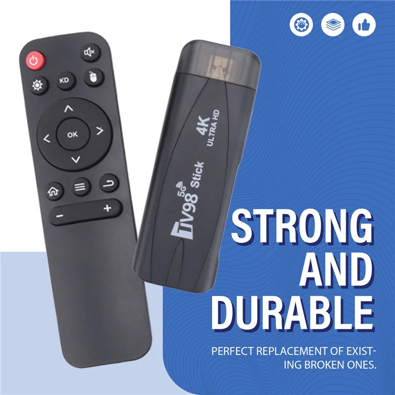 A98Z TV98 TV STICK 4K 60Fps décodeur 2G + 16G Android12.1 2.4G 5G Wifi Android installation facile (prise ue)