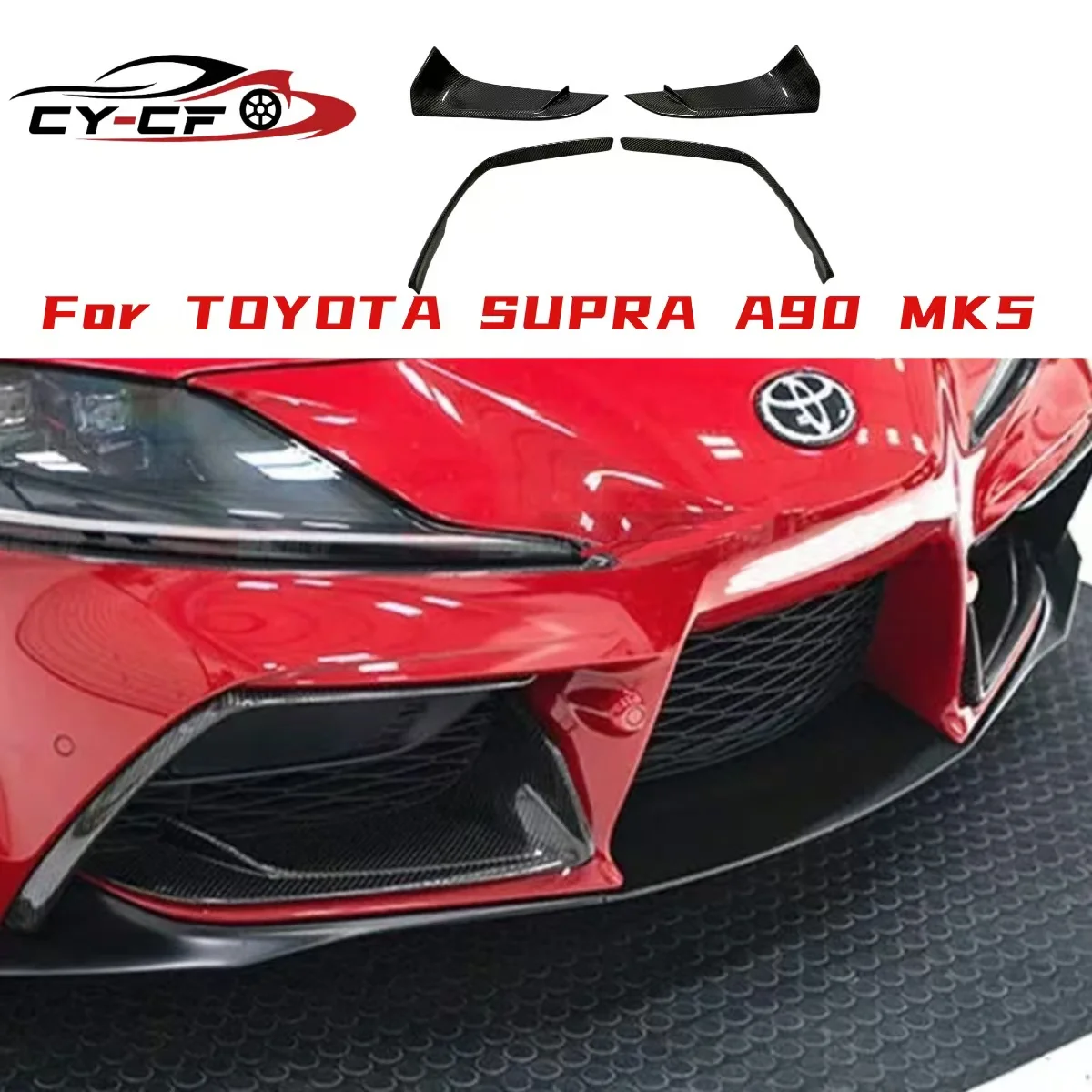 

For TOYOTA Supra A90 MK5 2020-2024 Car Front Bumper Lower Garnish Air Vent Cover Body Kit Auto Accessories Carbon Fiber 2PCS