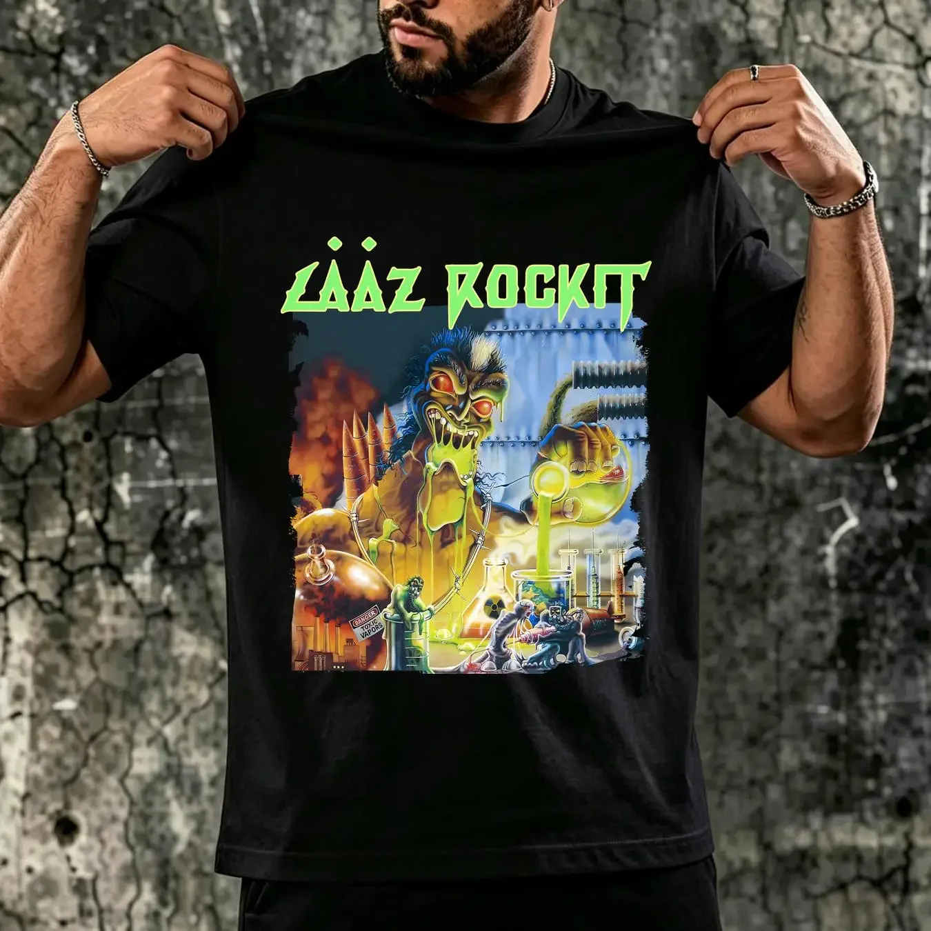 washed T Shirt Laaz Rockit Annihilation Principle Black Size S 5XL Cotton vintage Washed homme Stylish streetwear Stretched