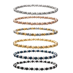 Metal Stainless Steel Waterproof Jewelry Women's High Quality 18K Gold Charm Sand Ball Shiny Beads Mixed Color Elastic Bracelets