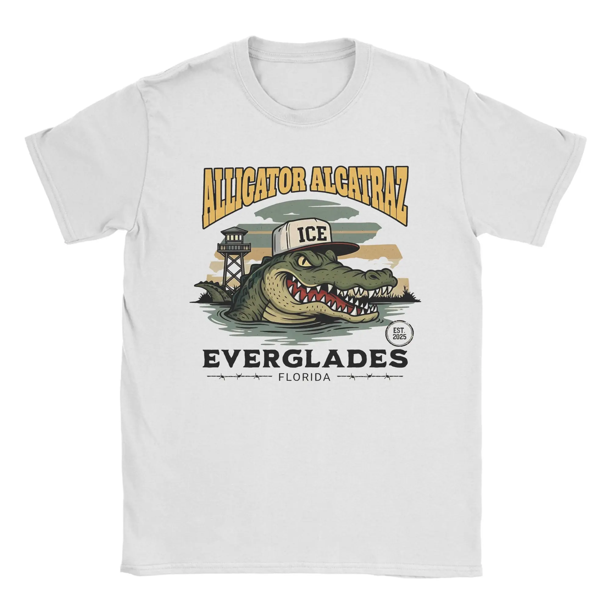 Men Women Alligator Alcatraz Florida Everglades T Shirts Pure Cotton Clothing Awesome Short Sleeve O Neck Tees Unique T-Shirt