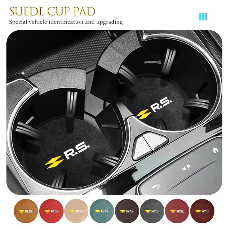 Pegatina para coche, 2 uds., alfombrilla antideslizante para coche, soporte para vasos de piel de oveja, almohadilla para Renault Arkana Captur Twingo Talisman RS Line Loga
