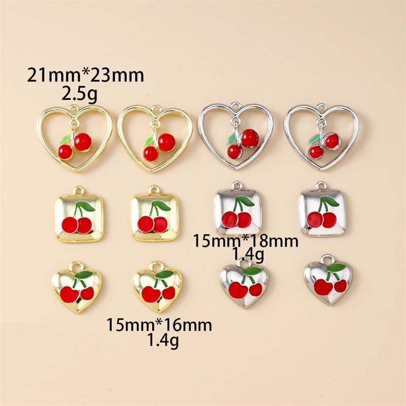 5 Stück gemischte süße Metall-Obst-Kirsch-Anhänger für Ohrhänger, Halsketten, Armbänder, DIY-Bastelarbeiten, Schmuckherstellung, Zubehör – Detail 9