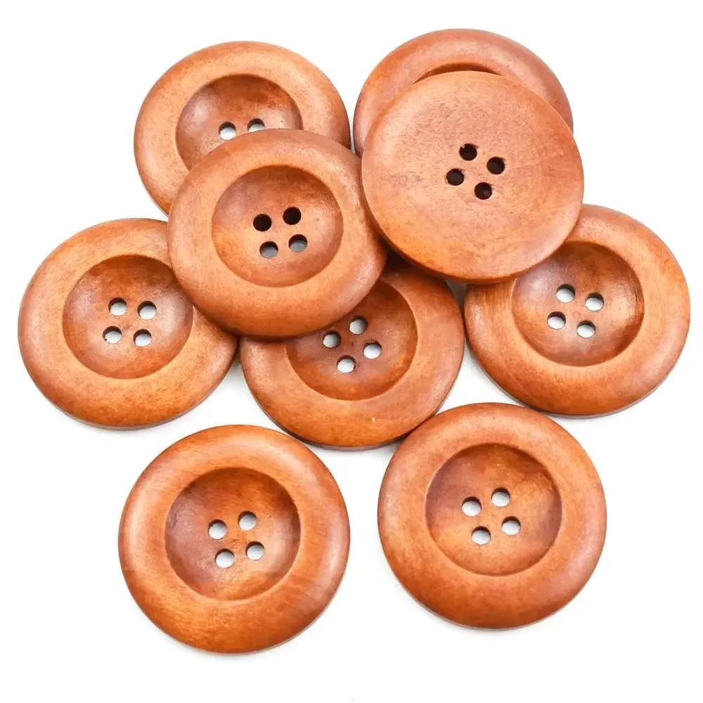 30MM Mix Wood Buckle Flower Printed Wooden Buttons Handmade Wood Buckles Button Craft DIY Baby Sewing Apparel Accessories