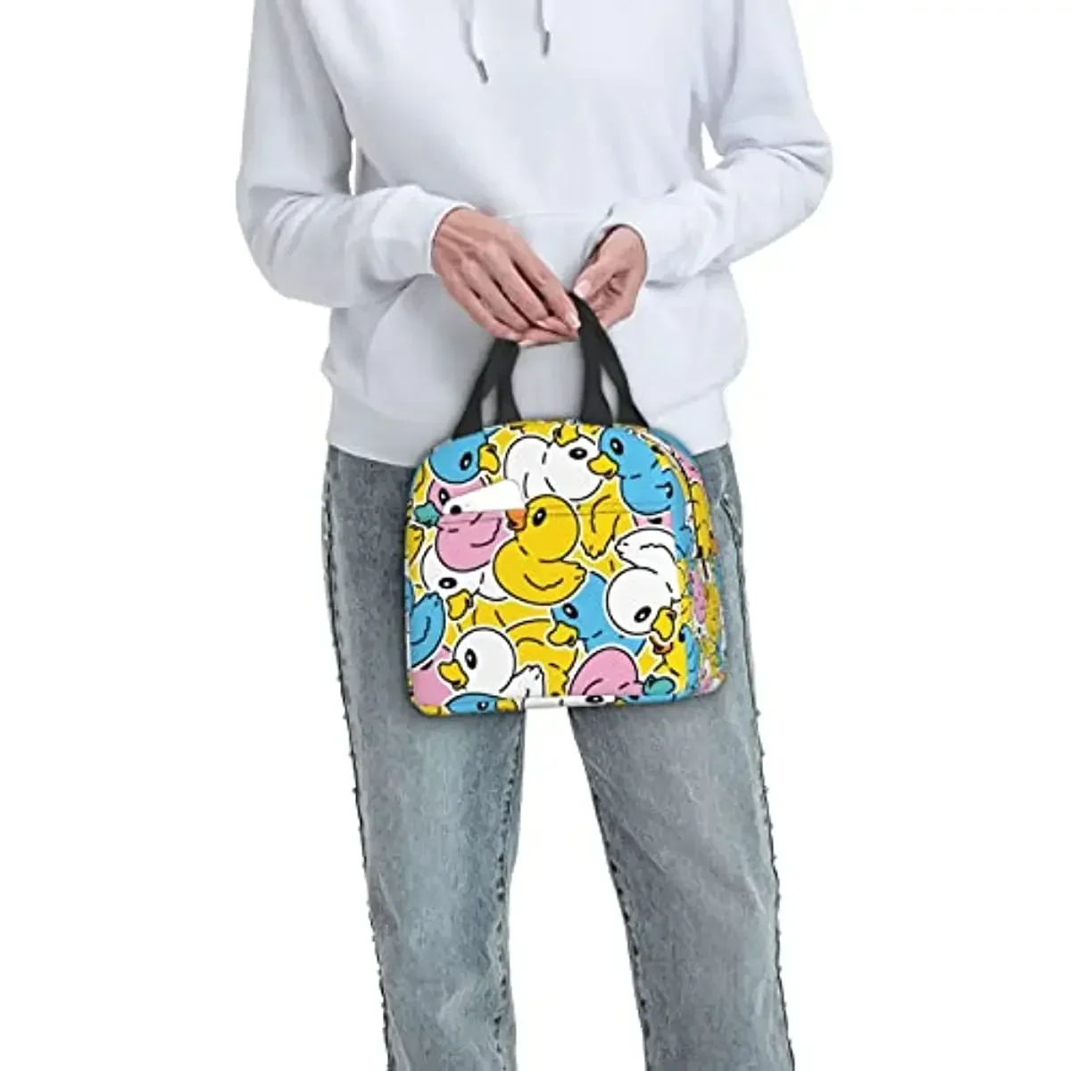 Lunch Bag Insulated Rubber Ducks Lunch Box Cute Ducky Reusable Lunch Tote Bag for School Work College Outdoor Travel Picnic