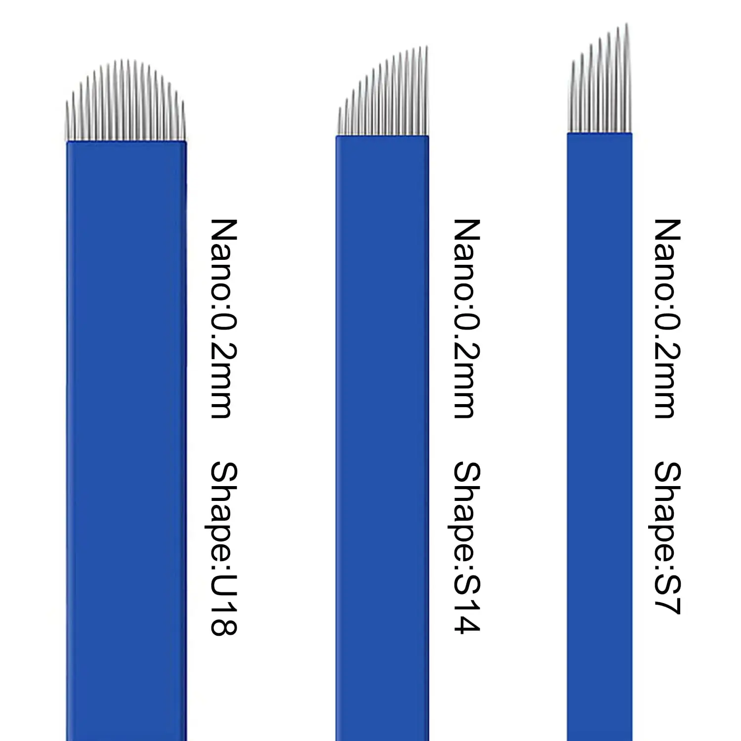 U18 50/100 قطعة إبر Microblading زرقاء للاستعمال مرة واحدة بقطر 0.20 مم، لوازم مكياج دائمة شفرة تظليل الحواجب اليدوية