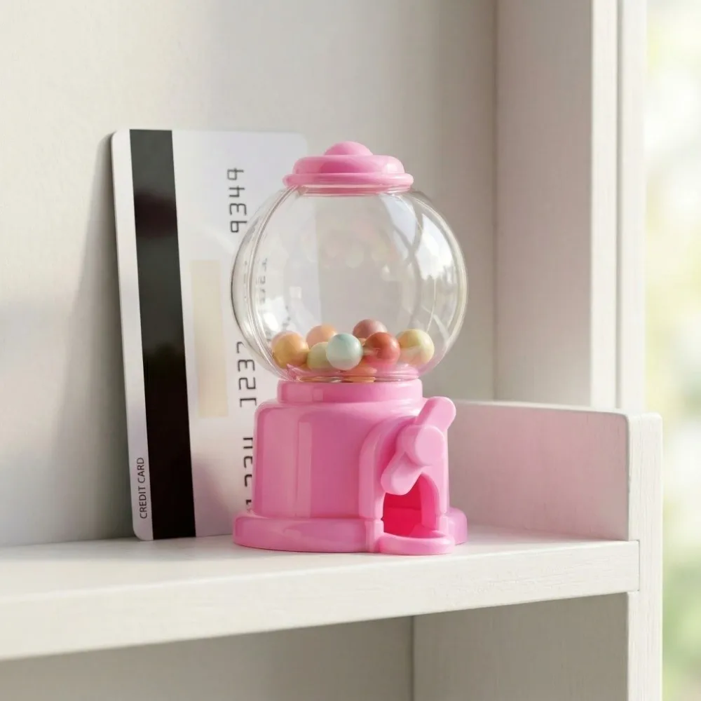 

6Pcs Cute Shape Mini Candy Dispenser Mini Size PS+PP Candy Machine Rotatable Design Pink Color Sweet Treat Vending Machine