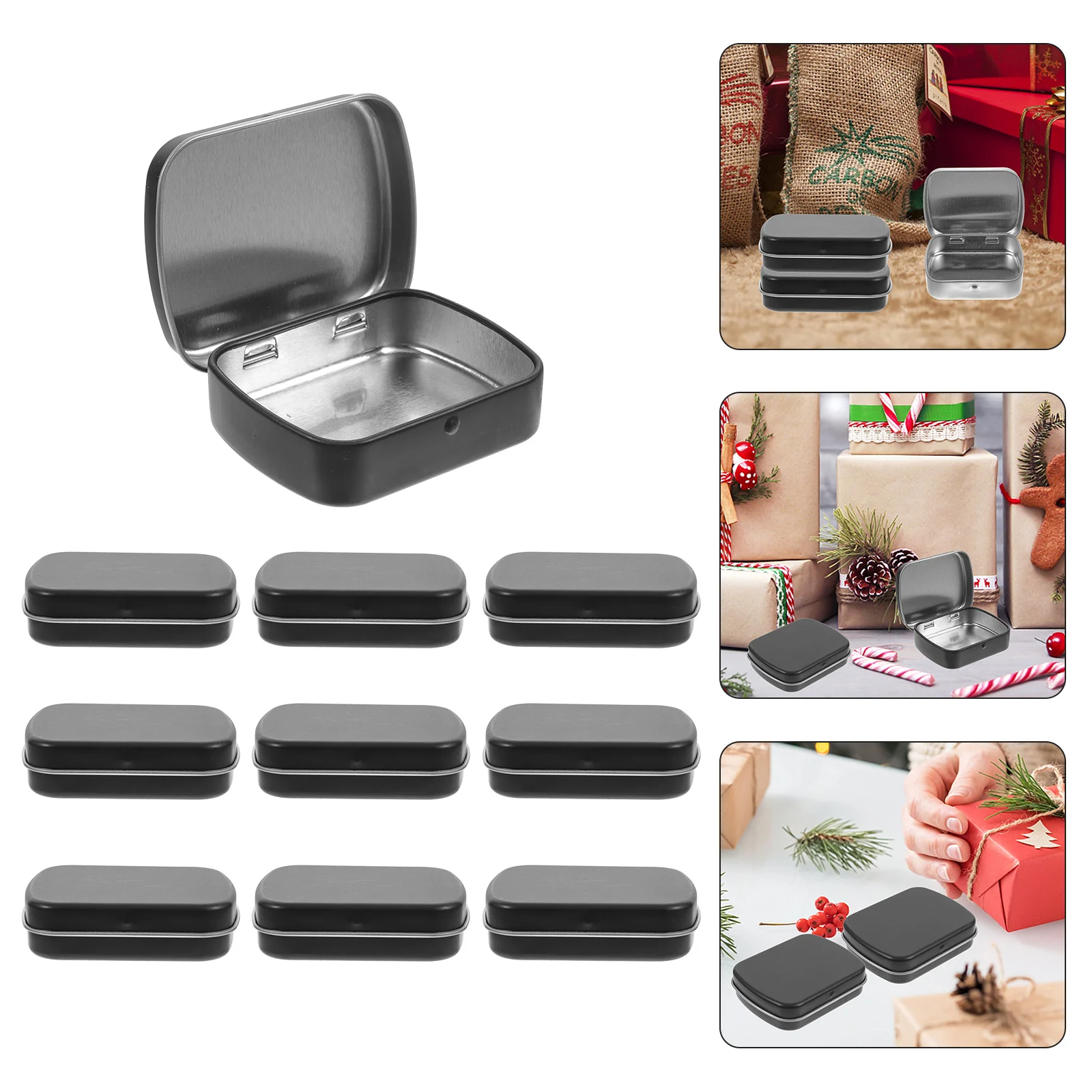10pcs Portable Mini Tin Box 8.5X6X2.5Cm Compact Storage Case For Jewelry Beads Candy Travel Organizer Wedding Party Favor Treat
