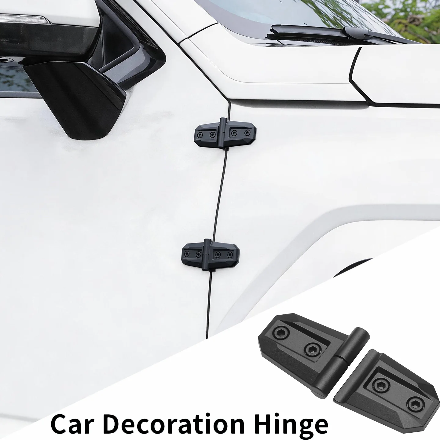 Universal ABS Off‑Road Style Car Hood Door Hinge Trim Cover Easy Installation Exterior Decor Styling Accessories for SUV Sedan