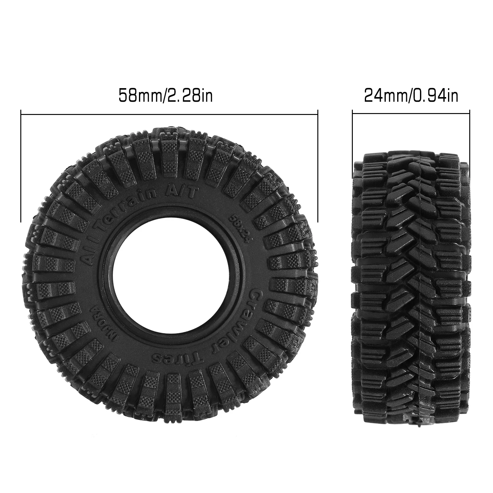 Super Soft Sticky All Terrain 1.0 Wheel Tires King Trekker 58*24mm for 1/18 1/24 RC Crawler SCX24 AX24 TRX4M (T1017)