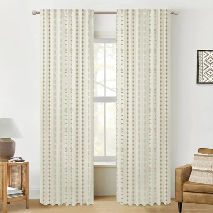 

and Beige Cream Boho Curtains Neutral Mocha Rust Earth Tone Striped Patterned Light Blocking Drapes for Rustic Farmhouse and Mi