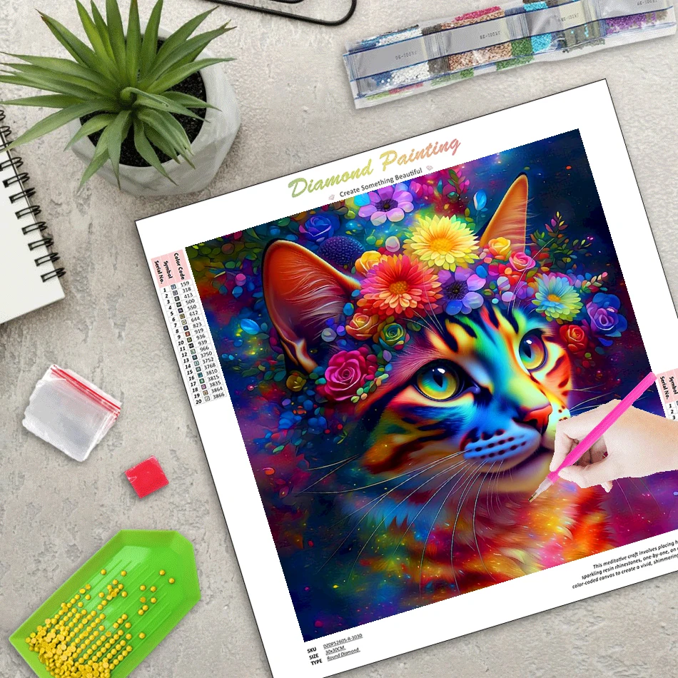 RUOPOTY Diamond Painting Handiwork Art Adult Diamond Art Animal Cat Full Round/Square Modern Home Decor Diamond Art Kits