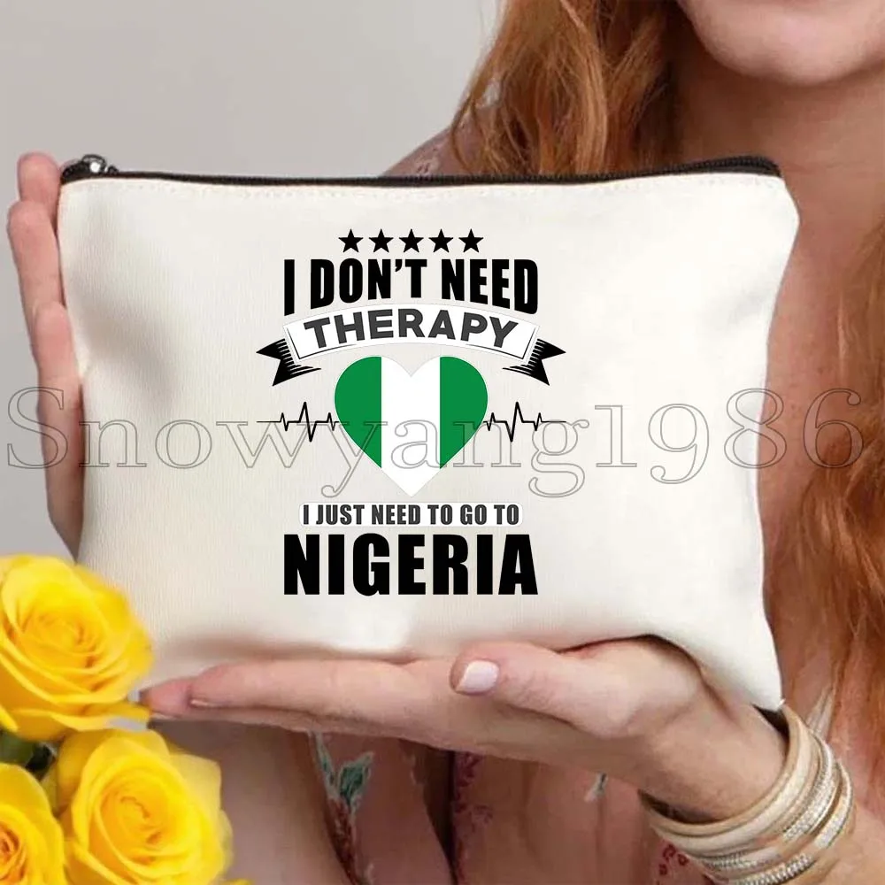 نيجيريا خريطة البلد العلم النيجيري هدية قماش حقيبة مستحضرات التجميل ماكياج حقيبة المرحاض مقلمة الحقيبة مفتاح محفظة نسائية للعملات المعدنية تخزين حقيبة القطن
