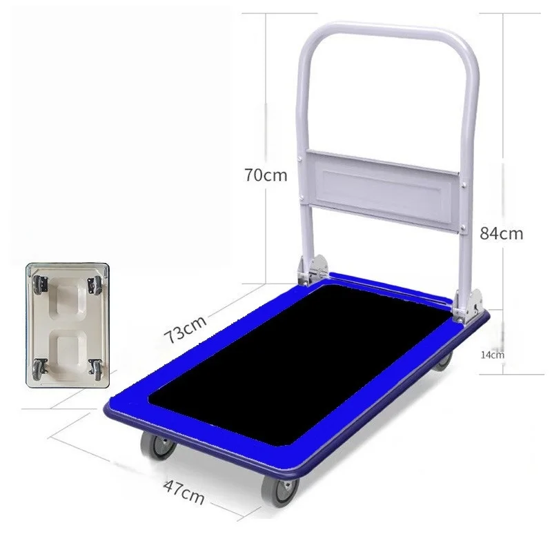 Platform Heavy Duty Camping Cart Portable Hand Truck Store Foldable Hand Trolley 4 Wheel Grocery Trolley Cart