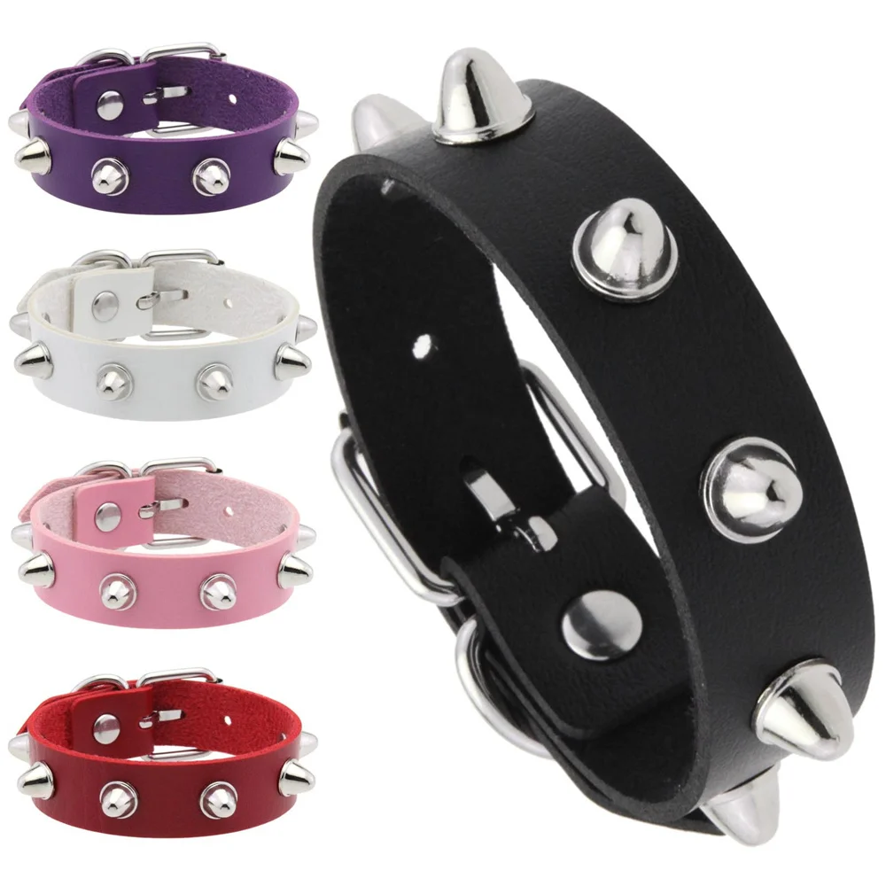2025 Cross Street Punk Rivet Bracelets Nightclubs Fashionable Couple Jewelry Exquisite Single-row Bracelets Bangle