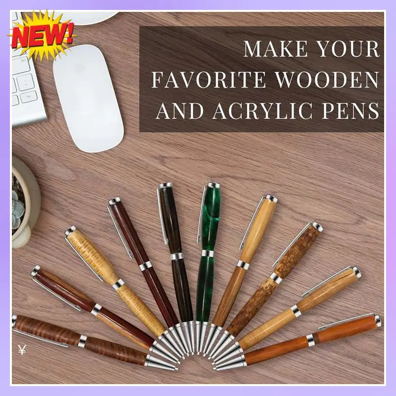 

T24C Twist-Out Pen Kit For Woodturn 7Mm Slim Pen Bulk With Refill Pack Woodturn Projects For DIY Crafts Silver