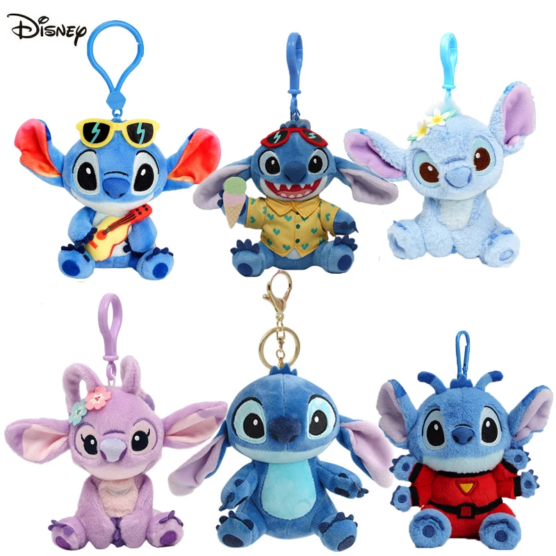 Original 10-16cm Disney Pixar Toy Story Stitch Angel Simba Plush Toys Woody Buzz Lightyear Forky Keychain Pendants Stuffed Dolls