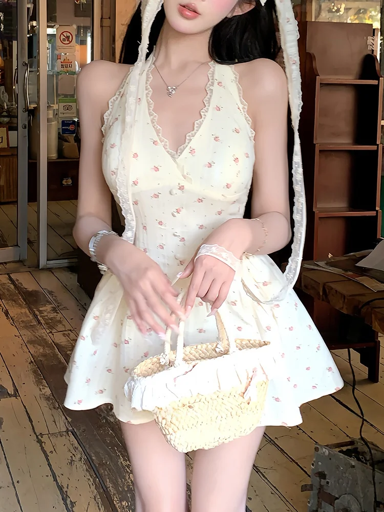 

Юбка XZY Sweet Pure Desire с цветочным принтом, женская, весна-лето, приталенная, с завышенной талией, V-образный вырез, юбка-миди