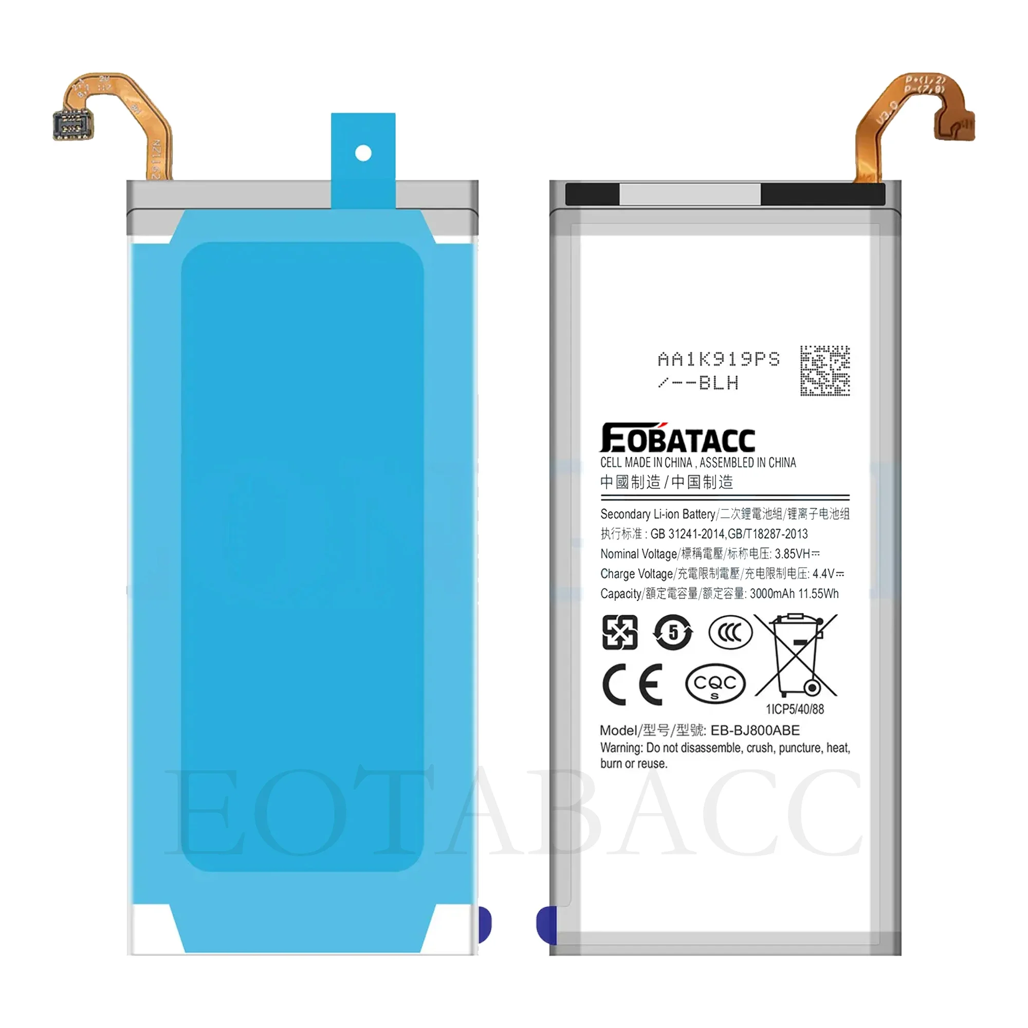 

EOTABACC New 100% High Quality EB-BJ800ABE Battery For SAMSUNG Galaxy J800/A6/J8 2018/A6-2018/J6-2018 J600 battery+Free Tools