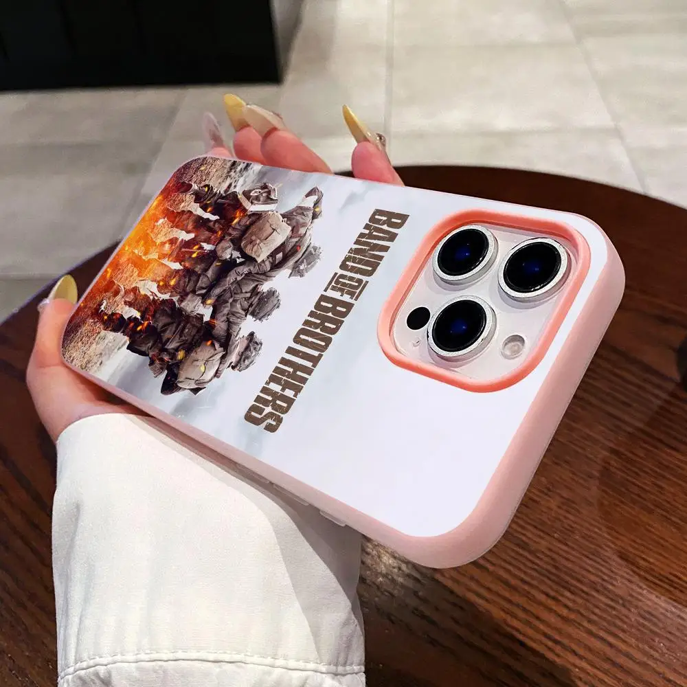 

Чехол для телефона Band of Brothers для iPhone 17 16 15 14 13 12 11 Air Pro Max Plus, двухслойный, розовый, с эффектом желе