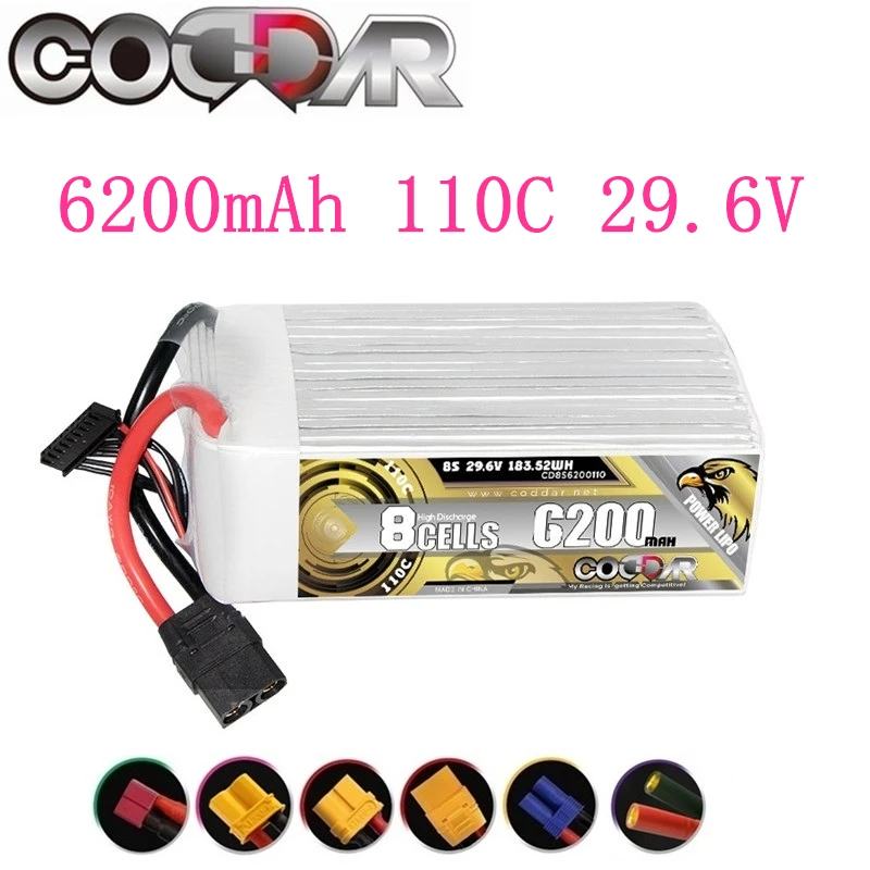 Coddar-batería recargable de 6200mAh, 8S, 110C, 29,6 V, RC, EPP, avión planeador, HobbyZone, avión aéreo, modelo de fotografía Aero